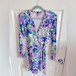 Lilly Pulitzer long sleeve wrap romper, size S